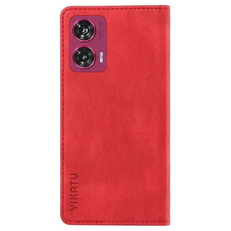 YIKATU YK-004 For Motorola Edge 50 Fusion 5G Leather Case Wallet Phone Cover Skin-Touch