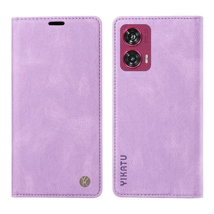 YIKATU YK-004 For Motorola Edge 50 Fusion 5G Leather Case Wallet Phone Cover Skin-Touch