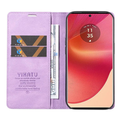 YIKATU YK-004 For Motorola Edge 50 Fusion 5G Leather Case Wallet Phone Cover Skin-Touch