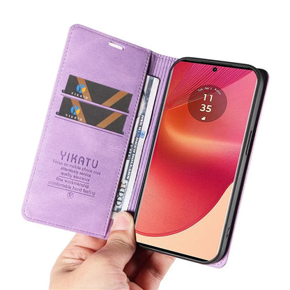 YIKATU YK-004 For Motorola Edge 50 Fusion 5G Leather Case Wallet Phone Cover Skin-Touch