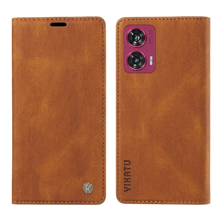YIKATU YK-004 For Motorola Edge 50 Fusion 5G Leather Case Wallet Phone Cover Skin-Touch