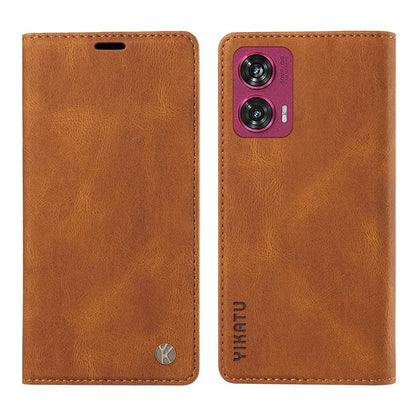 YIKATU YK-004 For Motorola Edge 50 Fusion 5G Leather Case Wallet Phone Cover Skin-Touch