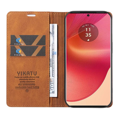 YIKATU YK-004 For Motorola Edge 50 Fusion 5G Leather Case Wallet Phone Cover Skin-Touch