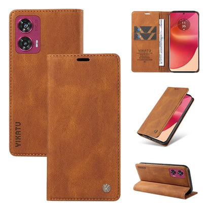 YIKATU YK-004 For Motorola Edge 50 Fusion 5G Leather Case Wallet Phone Cover Skin-Touch