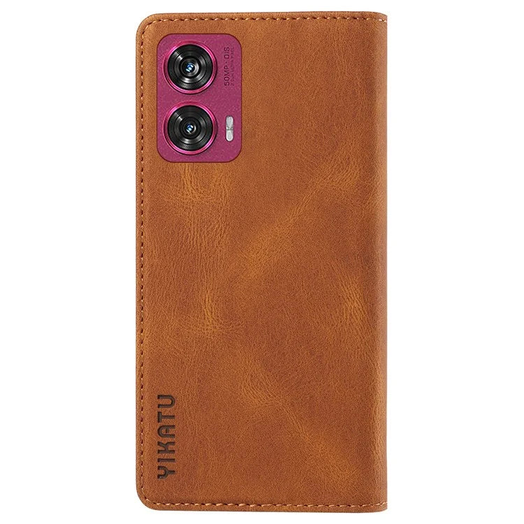 YIKATU YK-004 For Motorola Edge 50 Fusion 5G Leather Case Wallet Phone Cover Skin-Touch