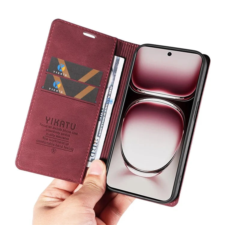 YIKATU YK-004 For Oppo Reno12 Pro 5G (Global) / (China) Wallet Phone Case Skin-Touch Leather Cover