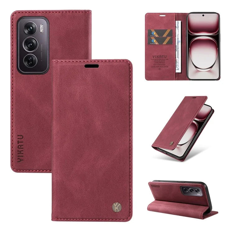 YIKATU YK-004 For Oppo Reno12 Pro 5G (Global) / (China) Wallet Phone Case Skin-Touch Leather Cover