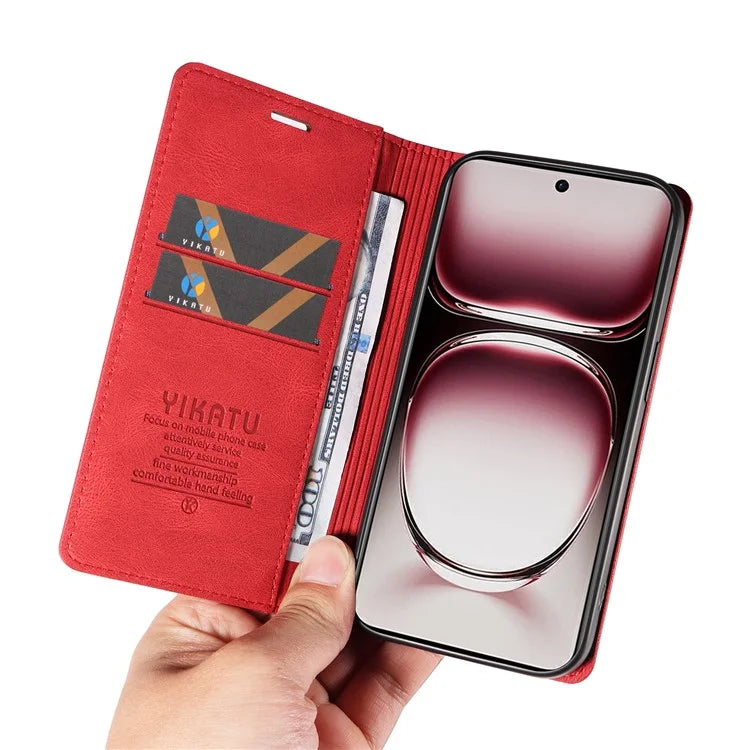 YIKATU YK-004 For Oppo Reno12 Pro 5G (Global) / (China) Wallet Phone Case Skin-Touch Leather Cover