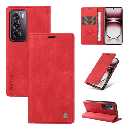 YIKATU YK-004 For Oppo Reno12 Pro 5G (Global) / (China) Wallet Phone Case Skin-Touch Leather Cover