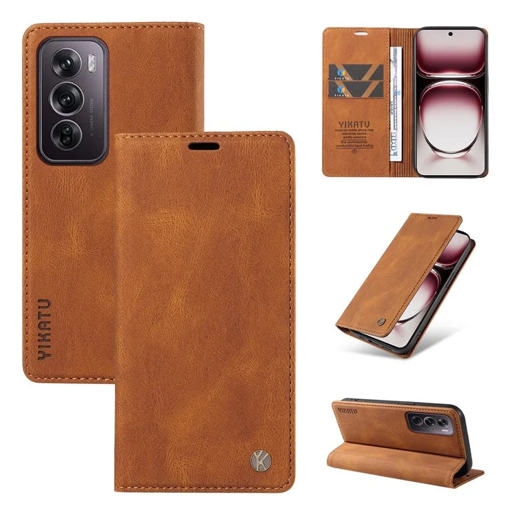 YIKATU YK-004 For Oppo Reno12 Pro 5G (Global) / (China) Wallet Phone Case Skin-Touch Leather Cover
