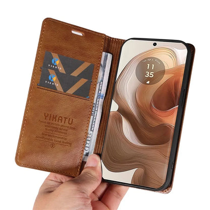 YIKATU YK-006 For Motorola Edge 50 Ultra 5G / Moto X50 Ultra 5G Wallet Case Litchi Texture Leather Phone Cover