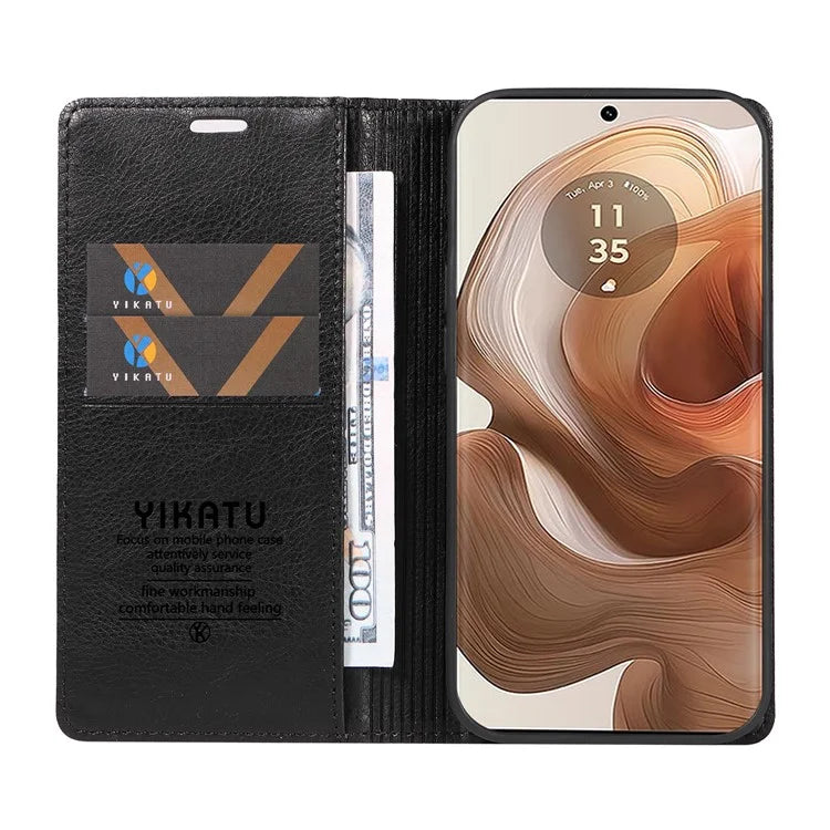 YIKATU YK-006 For Motorola Edge 50 Ultra 5G / Moto X50 Ultra 5G Wallet Case Litchi Texture Leather Phone Cover