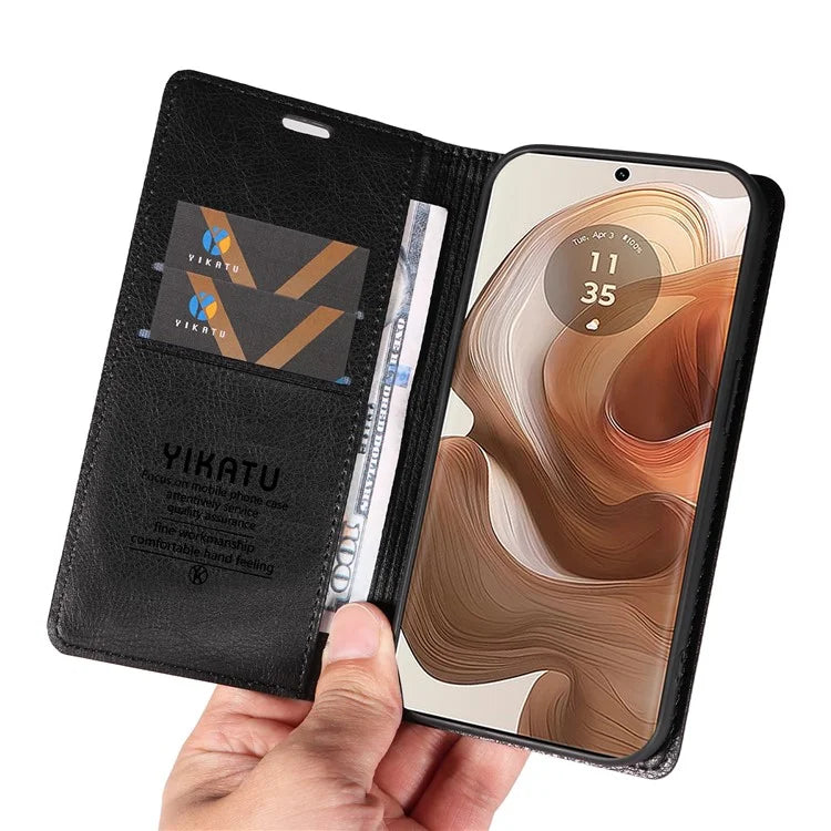 YIKATU YK-006 For Motorola Edge 50 Ultra 5G / Moto X50 Ultra 5G Wallet Case Litchi Texture Leather Phone Cover