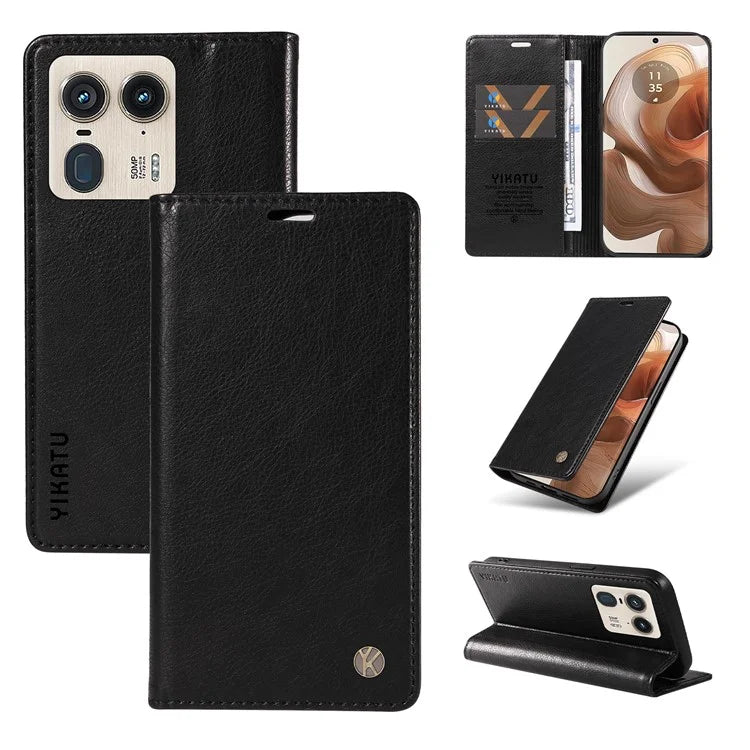 YIKATU YK-006 For Motorola Edge 50 Ultra 5G / Moto X50 Ultra 5G Wallet Case Litchi Texture Leather Phone Cover