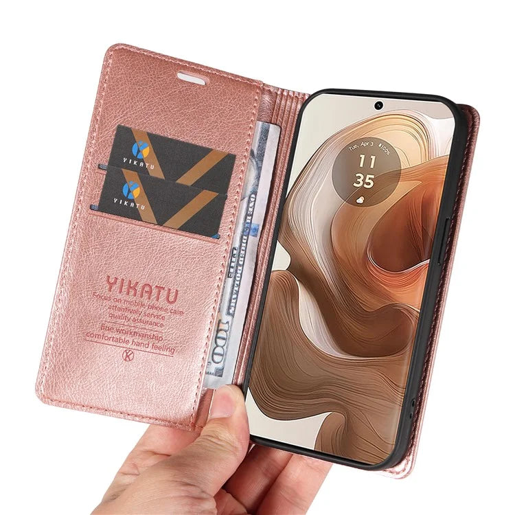 YIKATU YK-006 For Motorola Edge 50 Ultra 5G / Moto X50 Ultra 5G Wallet Case Litchi Texture Leather Phone Cover