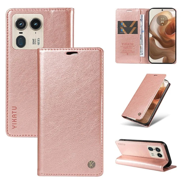 YIKATU YK-006 For Motorola Edge 50 Ultra 5G / Moto X50 Ultra 5G Wallet Case Litchi Texture Leather Phone Cover