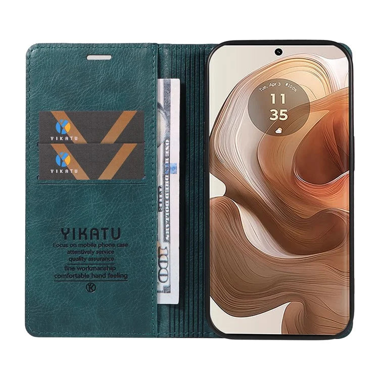 YIKATU YK-006 For Motorola Edge 50 Ultra 5G / Moto X50 Ultra 5G Wallet Case Litchi Texture Leather Phone Cover