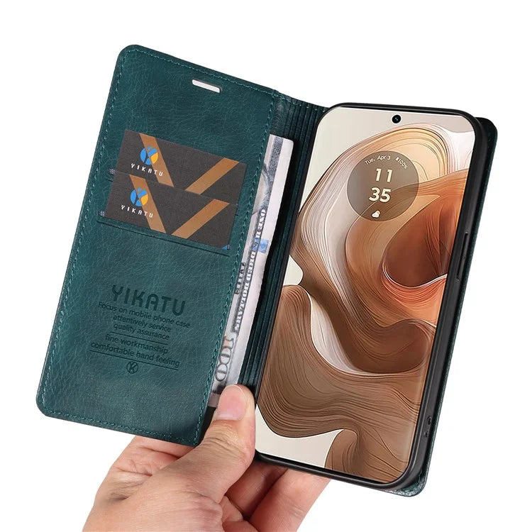 YIKATU YK-006 For Motorola Edge 50 Ultra 5G / Moto X50 Ultra 5G Wallet Case Litchi Texture Leather Phone Cover