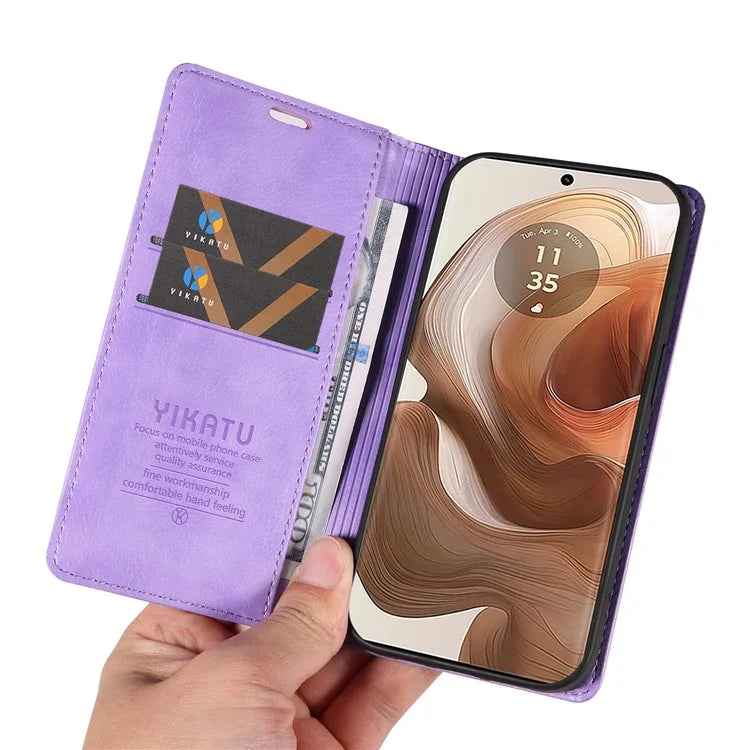 YIKATU YK-006 For Motorola Edge 50 Ultra 5G / Moto X50 Ultra 5G Wallet Case Litchi Texture Leather Phone Cover