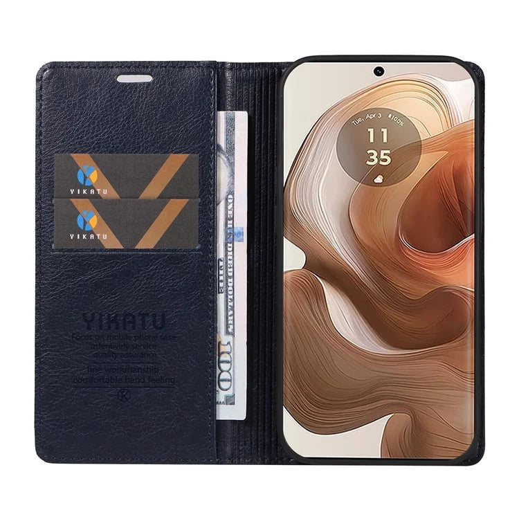 YIKATU YK-006 For Motorola Edge 50 Ultra 5G / Moto X50 Ultra 5G Wallet Case Litchi Texture Leather Phone Cover