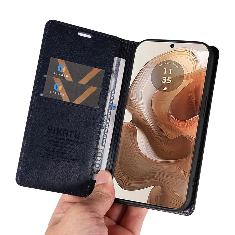 YIKATU YK-006 For Motorola Edge 50 Ultra 5G / Moto X50 Ultra 5G Wallet Case Litchi Texture Leather Phone Cover