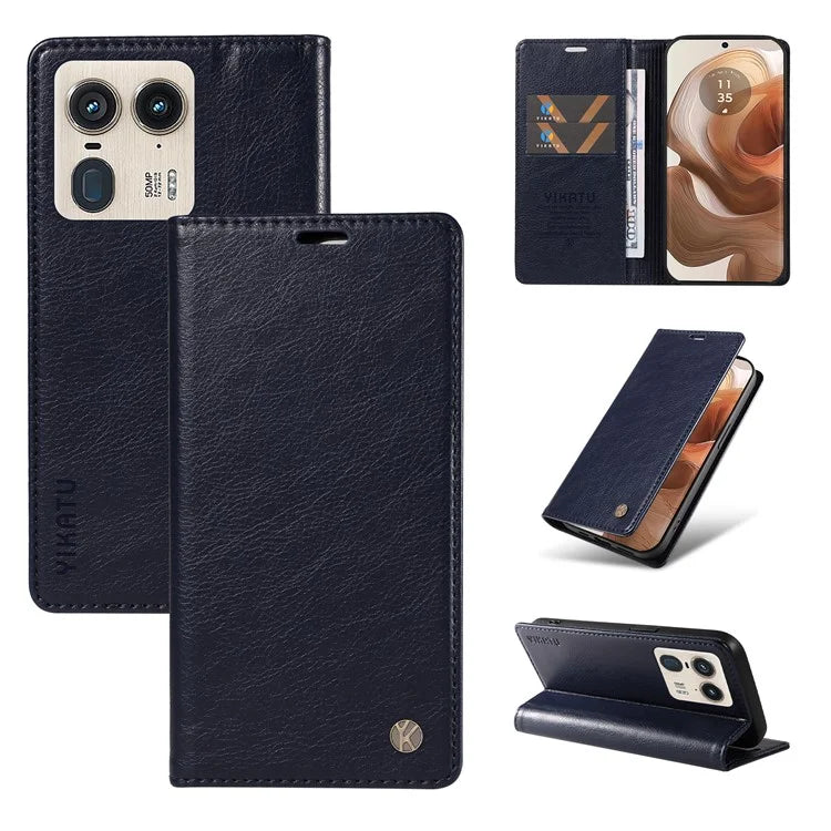 YIKATU YK-006 For Motorola Edge 50 Ultra 5G / Moto X50 Ultra 5G Wallet Case Litchi Texture Leather Phone Cover