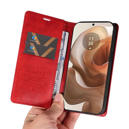 YIKATU YK-006 For Motorola Edge 50 Ultra 5G / Moto X50 Ultra 5G Wallet Case Litchi Texture Leather Phone Cover