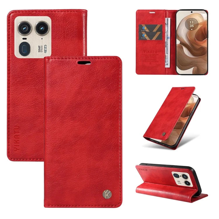 YIKATU YK-006 For Motorola Edge 50 Ultra 5G / Moto X50 Ultra 5G Wallet Case Litchi Texture Leather Phone Cover