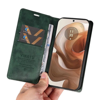 YIKATU YK-006 For Motorola Edge 50 Ultra 5G / Moto X50 Ultra 5G Wallet Case Litchi Texture Leather Phone Cover