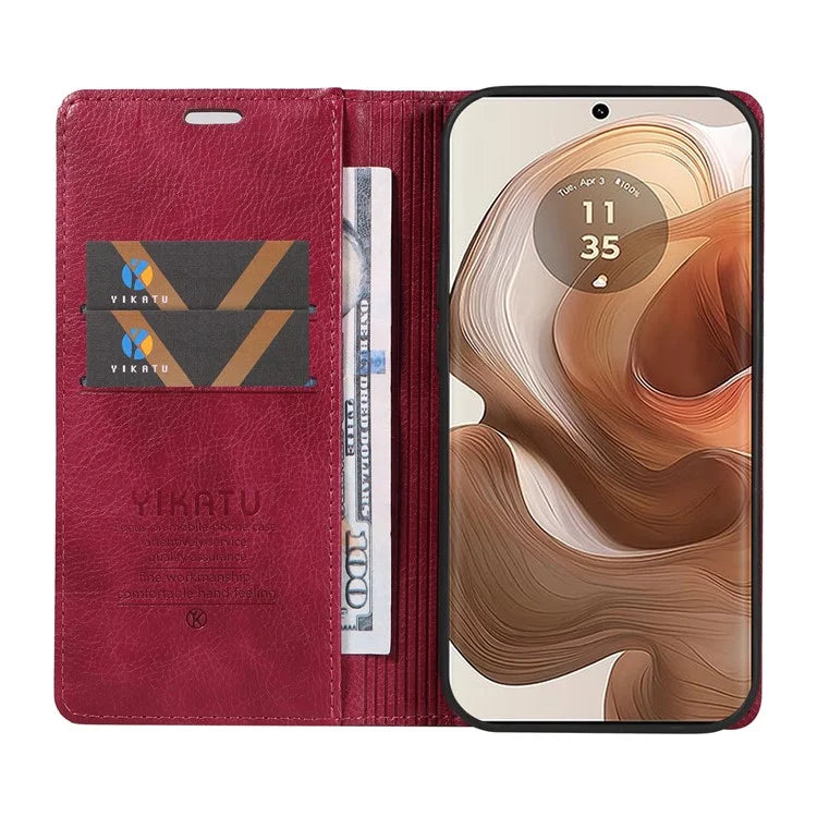 YIKATU YK-006 For Motorola Edge 50 Ultra 5G / Moto X50 Ultra 5G Wallet Case Litchi Texture Leather Phone Cover