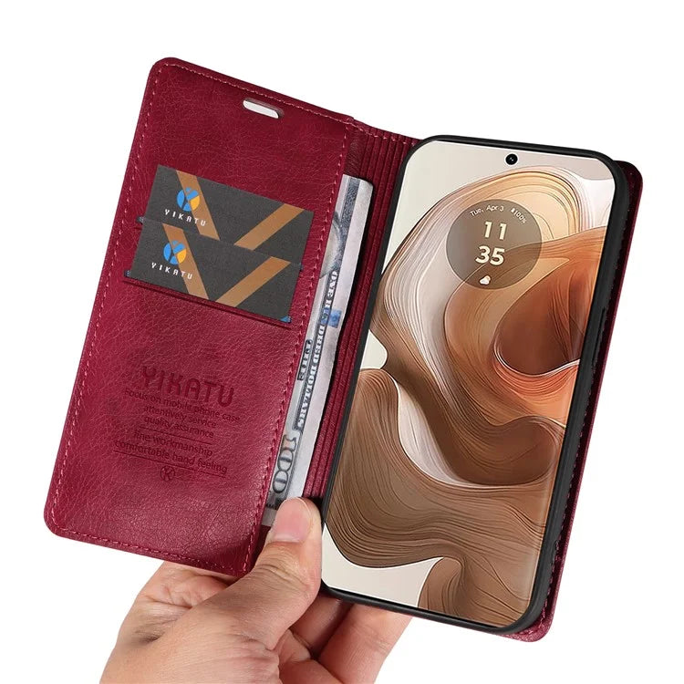 YIKATU YK-006 For Motorola Edge 50 Ultra 5G / Moto X50 Ultra 5G Wallet Case Litchi Texture Leather Phone Cover
