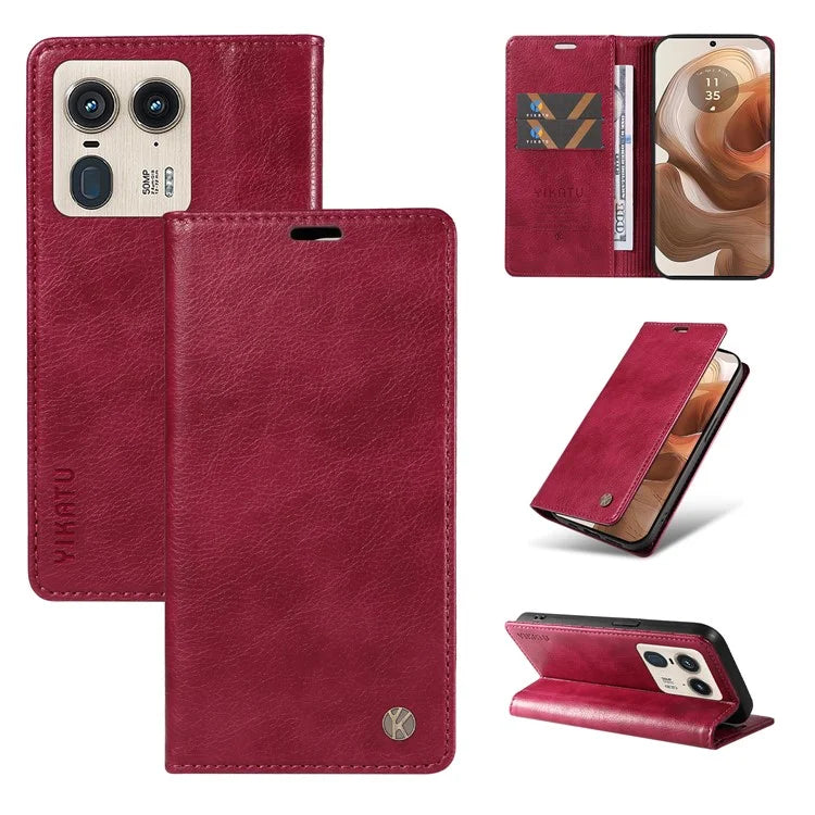 YIKATU YK-006 For Motorola Edge 50 Ultra 5G / Moto X50 Ultra 5G Wallet Case Litchi Texture Leather Phone Cover