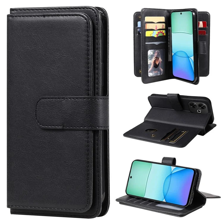 KT Multi-Functional Series-1 For Xiaomi Redmi 13 5G / 13 4G / Note 13R 5G Case 10 Card Slots Leather Phone Cover