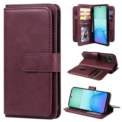 KT Multi-Functional Series-1 For Xiaomi Redmi 13 5G / 13 4G / Note 13R 5G Case 10 Card Slots Leather Phone Cover