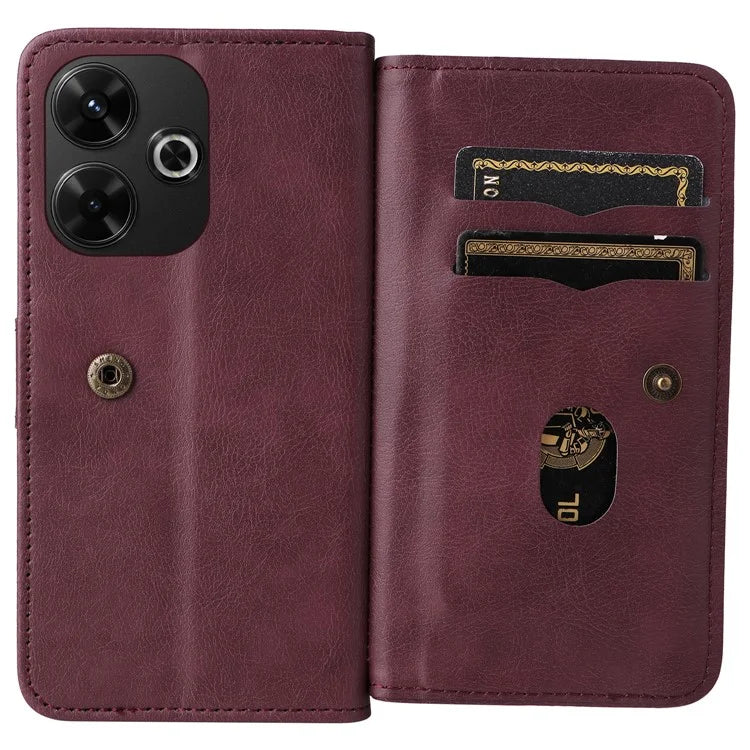 KT Multi-Functional Series-1 For Xiaomi Redmi 13 5G / 13 4G / Note 13R 5G Case 10 Card Slots Leather Phone Cover