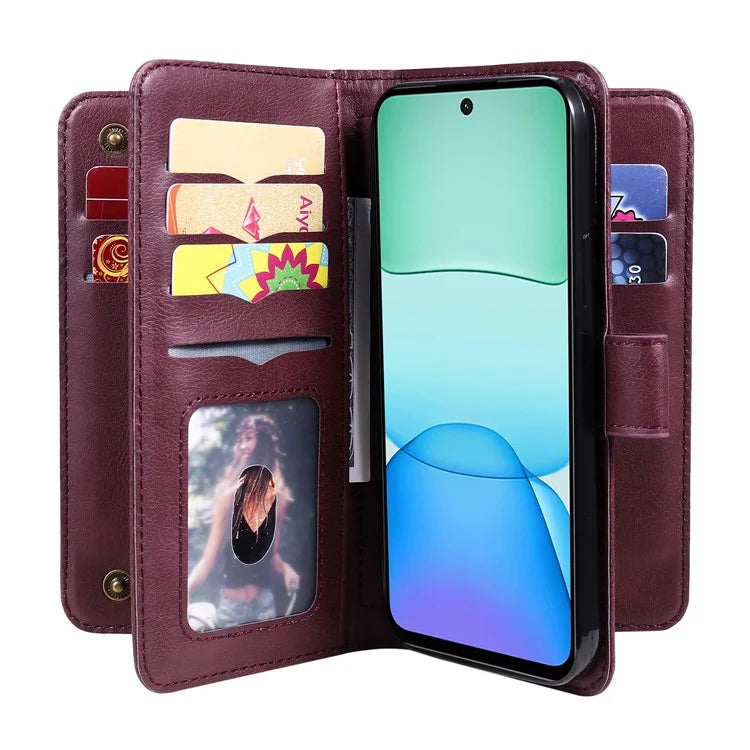 KT Multi-Functional Series-1 For Xiaomi Redmi 13 5G / 13 4G / Note 13R 5G Case 10 Card Slots Leather Phone Cover