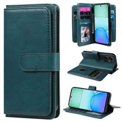 KT Multi-Functional Series-1 For Xiaomi Redmi 13 5G / 13 4G / Note 13R 5G Case 10 Card Slots Leather Phone Cover