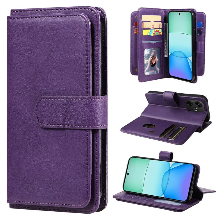 KT Multi-Functional Series-1 For Xiaomi Redmi 13 5G / 13 4G / Note 13R 5G Case 10 Card Slots Leather Phone Cover