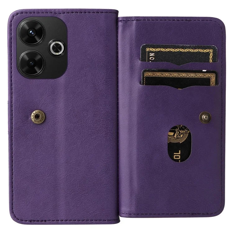 KT Multi-Functional Series-1 For Xiaomi Redmi 13 5G / 13 4G / Note 13R 5G Case 10 Card Slots Leather Phone Cover