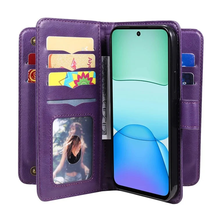 KT Multi-Functional Series-1 For Xiaomi Redmi 13 5G / 13 4G / Note 13R 5G Case 10 Card Slots Leather Phone Cover