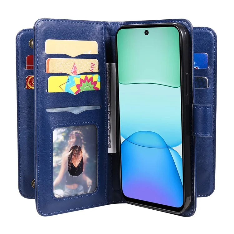 KT Multi-Functional Series-1 For Xiaomi Redmi 13 5G / 13 4G / Note 13R 5G Case 10 Card Slots Leather Phone Cover