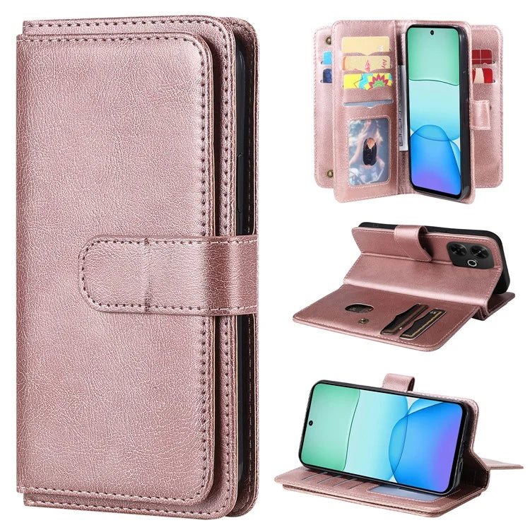 KT Multi-Functional Series-1 For Xiaomi Redmi 13 5G / 13 4G / Note 13R 5G Case 10 Card Slots Leather Phone Cover