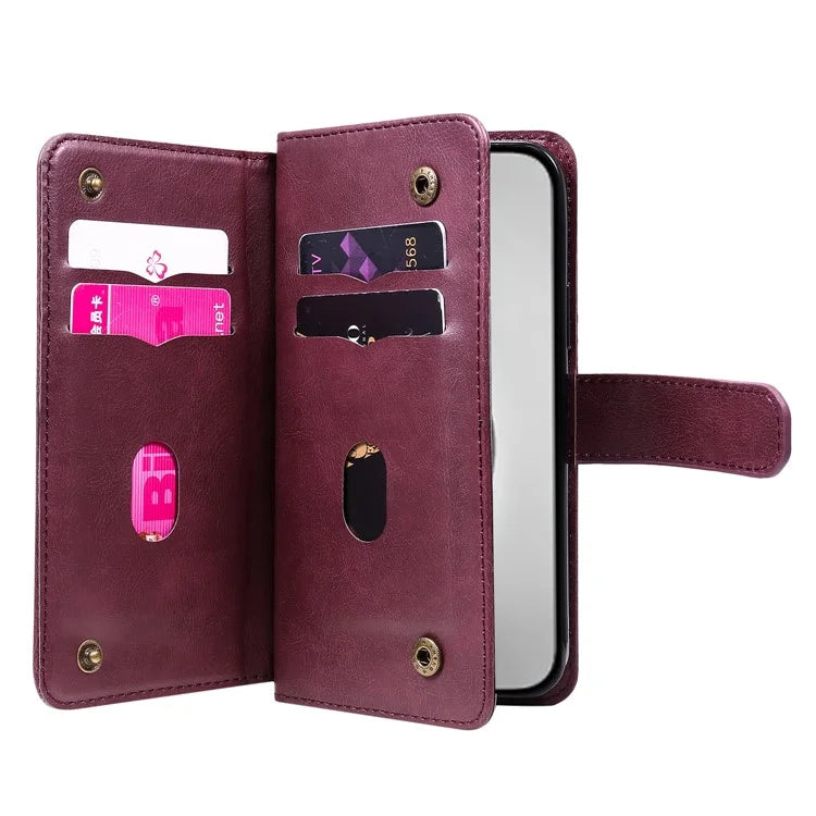 KT Multi-Functional Series-1 For iPhone 16 Pro Max Case 10 Card Slots Anti-Scratch Leather Phone Cover