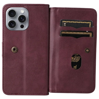 KT Multi-Functional Series-1 For iPhone 16 Pro Max Case 10 Card Slots Anti-Scratch Leather Phone Cover