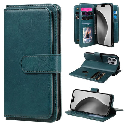 KT Multi-Functional Series-1 For iPhone 16 Pro Max Case 10 Card Slots Anti-Scratch Leather Phone Cover