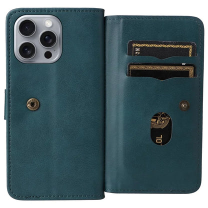 KT Multi-Functional Series-1 For iPhone 16 Pro Max Case 10 Card Slots Anti-Scratch Leather Phone Cover