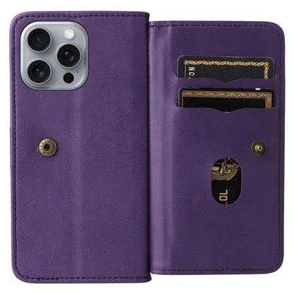 KT Multi-Functional Series-1 For iPhone 16 Pro Max Case 10 Card Slots Anti-Scratch Leather Phone Cover