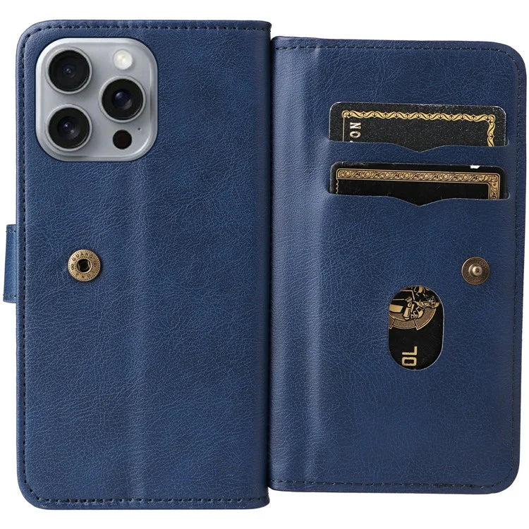 KT Multi-Functional Series-1 For iPhone 16 Pro Max Case 10 Card Slots Anti-Scratch Leather Phone Cover