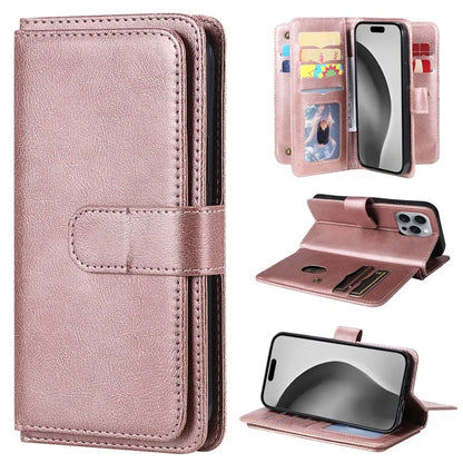 KT Multi-Functional Series-1 For iPhone 16 Pro Max Case 10 Card Slots Anti-Scratch Leather Phone Cover