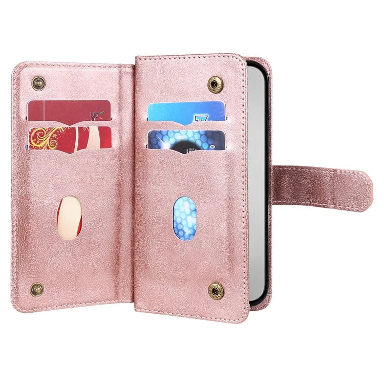 KT Multi-Functional Series-1 For iPhone 16 Pro Max Case 10 Card Slots Anti-Scratch Leather Phone Cover